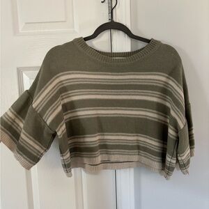 Striped Olive and Cream Crop Top